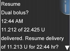 Resume Dual Bolus message