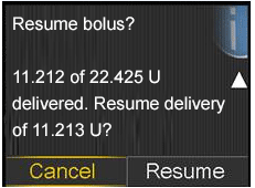 Resume Dual Bolus message continued
