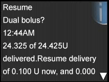 Resume Dual Bolus message