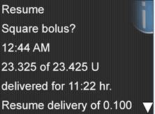 Resume Square Bolus message