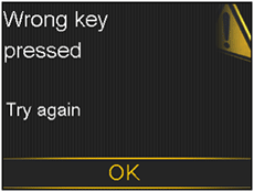 Wrong key pressed message