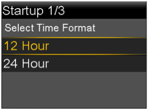 Select Time Format screen