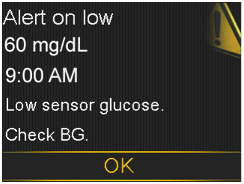 Alert on low screen