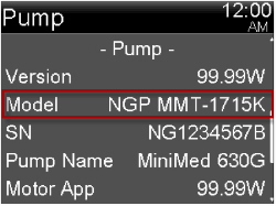 Pump information screen