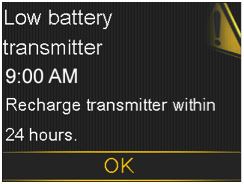 Low battery transmitter screen