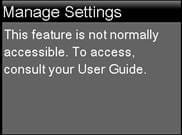 Manage settings screen