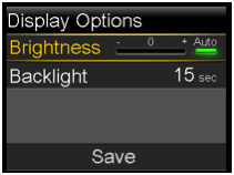 Display options screen