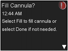 Fill cannula message