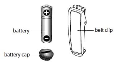 Battery and belt clip illustration