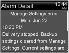 Manage settings error message