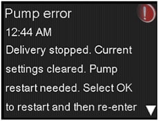 Pump error message