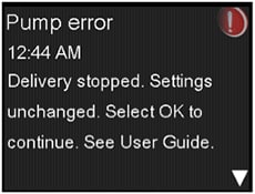Pump error message
