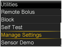 Select Manage Settings screen