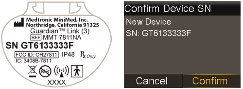 Confirm Device serial number screen