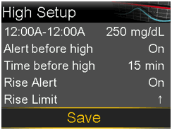 Review High Setup screen