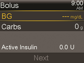 Bolus screen