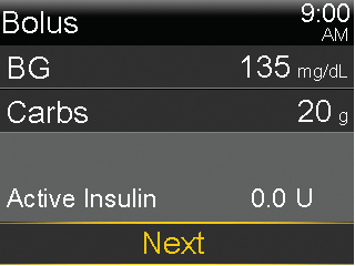 Carb amount screen