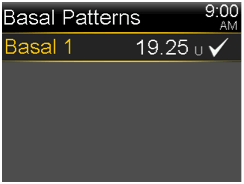 Select the Basal Pattern screen