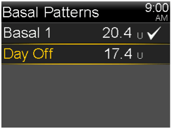 Select desired Basal Pattern screen