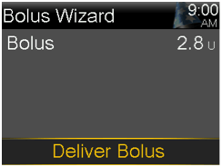 Select Deliver Bolus screen