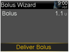 Select Deliver Bolus screen