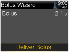 Select Deliver Bolus screen