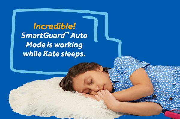 Image of a child sleeping while wearing the MiniMed™ 770G system