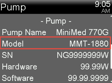 Look on the Pump Status Screen
