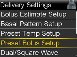 Preset Bolus Setup