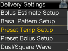 Select Preset Temp Setup