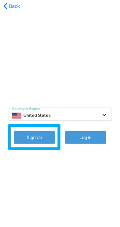 sign up screen