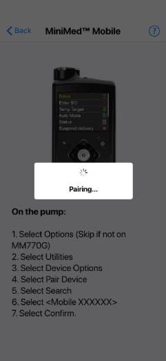 Bluetooth pairing progress screen