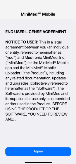 User agreement screen