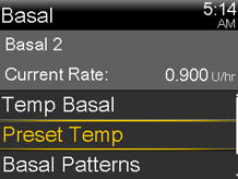 Select Preset Temp