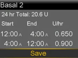 Set Basal Rate Save screen