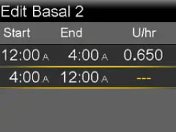 Set Basal Rate screen
