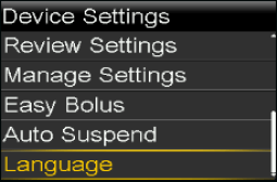 Select Language screen