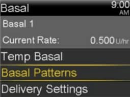 Select Basal Patterns screen