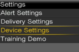 Select Device Settings screen
