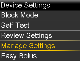 Select Manage Settings screen