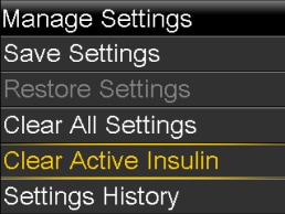 Clear Active Insulin screen