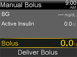 Manual bolus screen