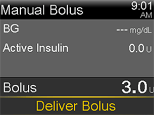 Manual bolus screen