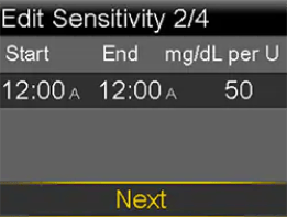 Select Entering Bolus Wizard™ settings screen