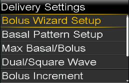 Select Entering Bolus Wizard™ settings screen