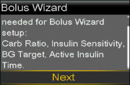 Select Entering Bolus Wizard™ settings screen
