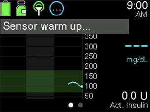 Sensor warm up screen