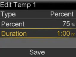 Select Programming a Preset Temp Basal rate screen