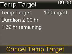 cancel temp target screen