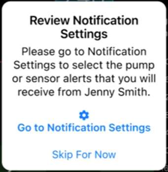 CareLink Connect app notification settings screen